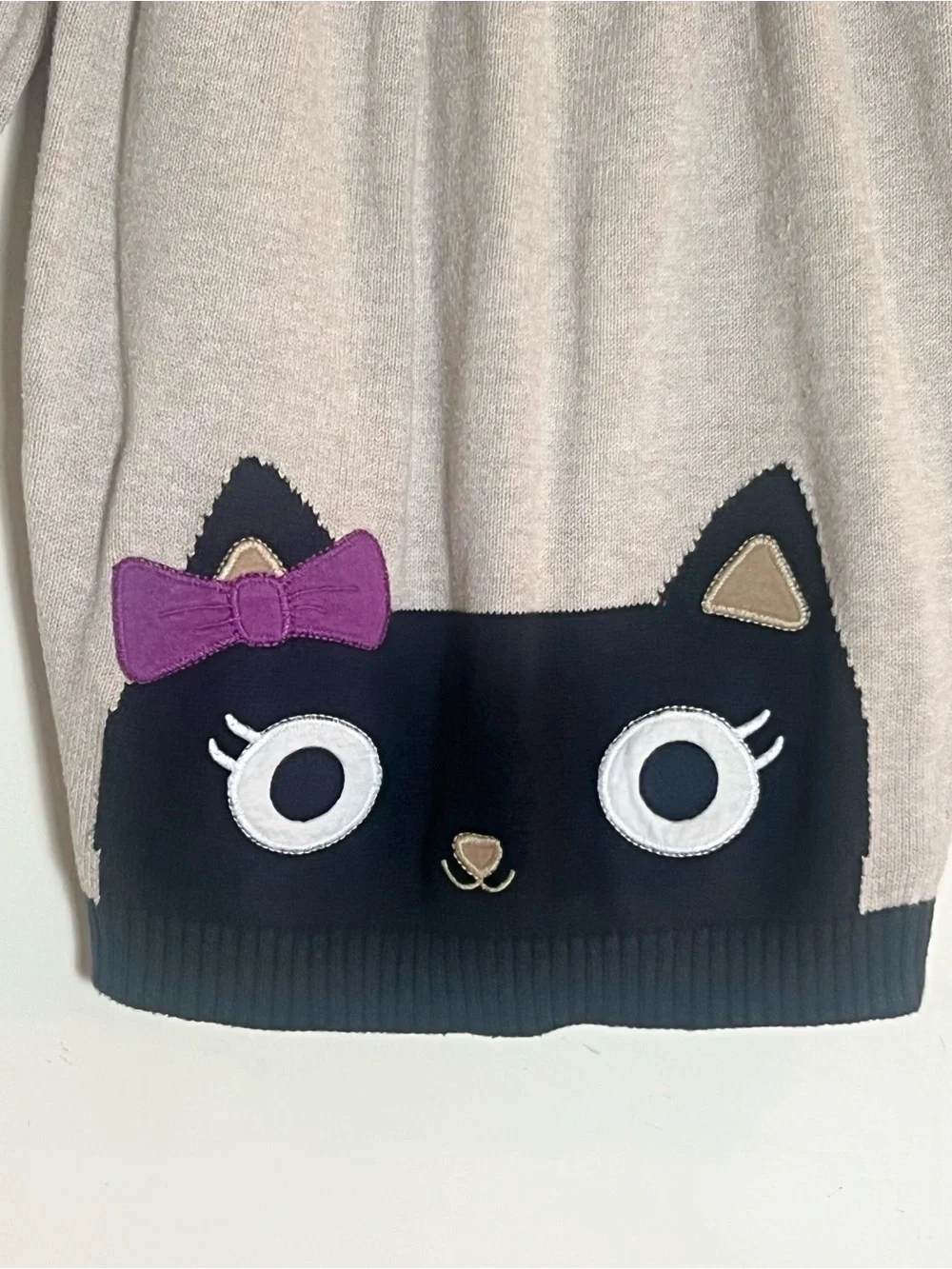 Gymboree 18-24M Tan Tan/Black Cat Sweater Dress Toddler Girl Knit Fall Outfit
